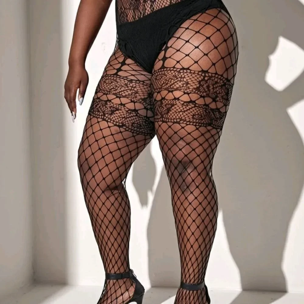 Plus Fishnet Cut-out Tights - Picture 5 of 5